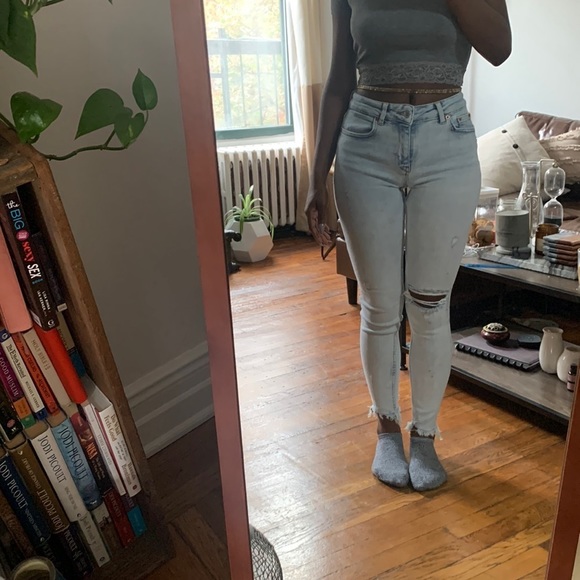 Acid wash skinny jeans